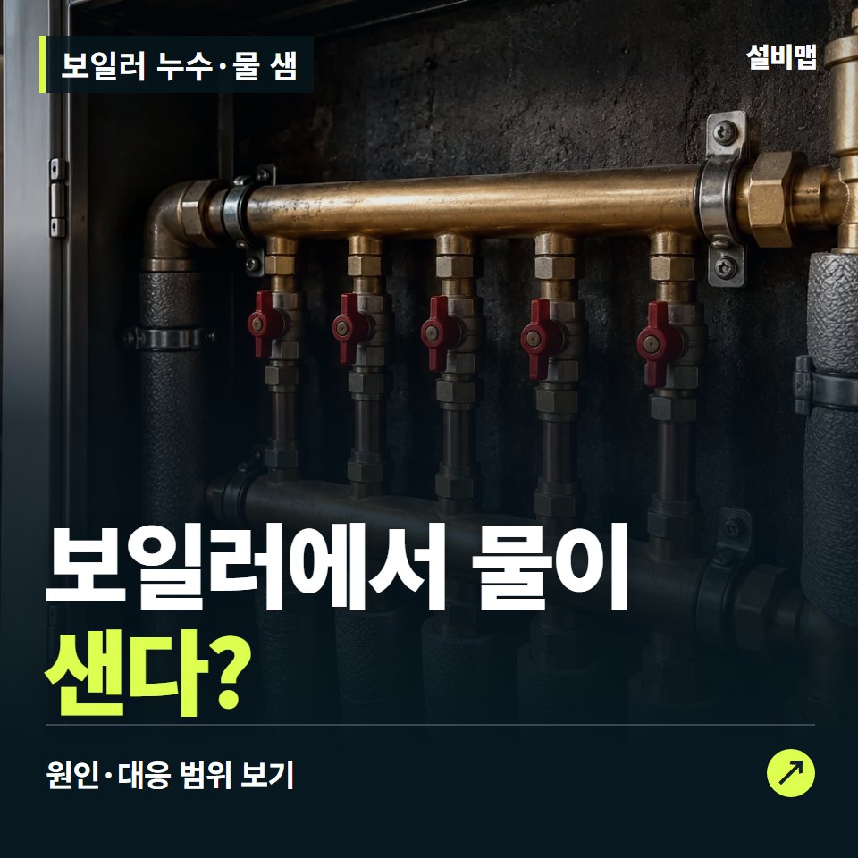 보일러 누수·물 샘, 물 새는 위치에 따라 수리 범위가 다릅니다 — 증상과 비용 안내 이미지