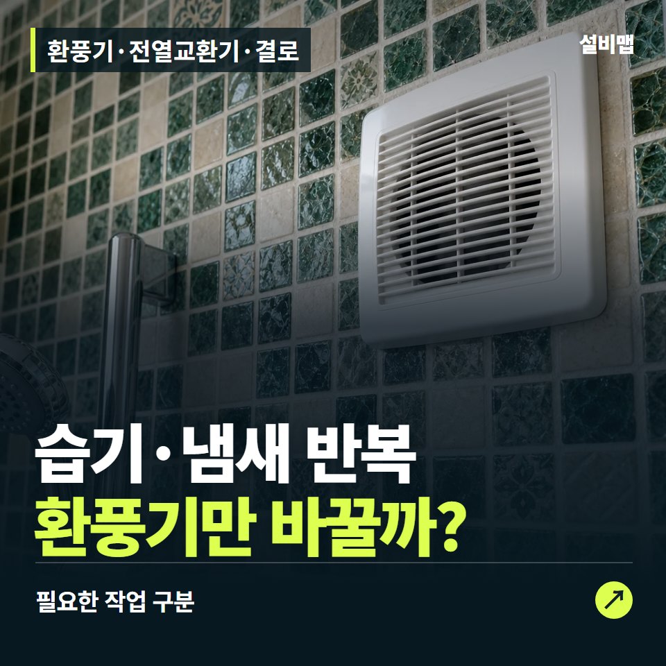 환풍기·전열교환기·결로, 습기·소음·역풍, 장치만 바꾸면 될까? — 증상과 비용 안내 이미지
