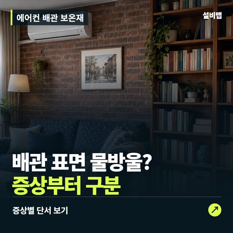 에어컨 배관 보온재, 배관 표면 물방울? 원인부터 단정하기 전에 — 증상과 비용 안내 이미지
