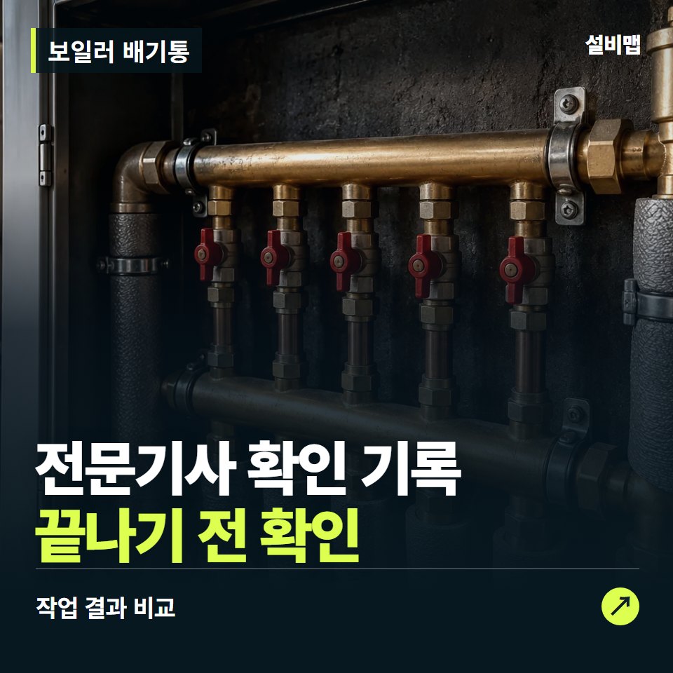 보일러 배기통, 작업 후 전문기사 확인 기록까지 확인했나요? — 증상과 비용 안내 이미지