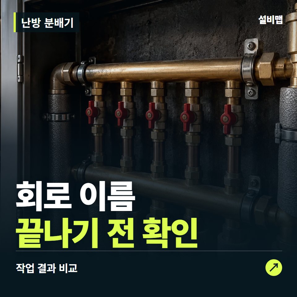 난방 분배기, 작업 후 회로 이름까지 확인했나요? — 증상과 비용 안내 이미지