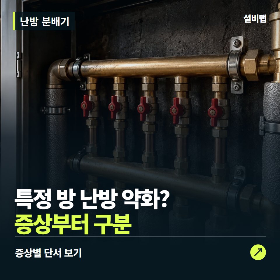 난방 분배기, 특정 방 난방 약화? 원인부터 단정하기 전에 — 증상과 비용 안내 이미지