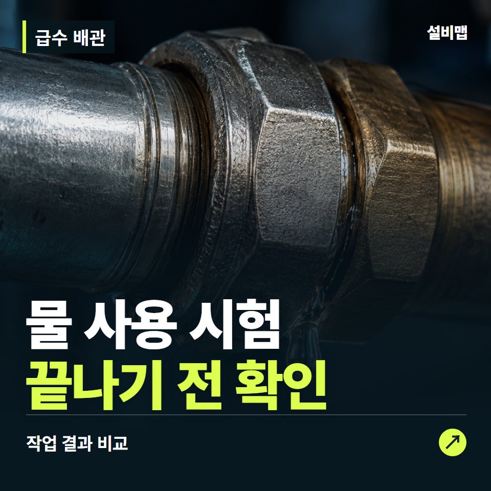 급수 배관, 작업 후 물 사용 시험까지 확인했나요? — 증상과 비용 안내 이미지