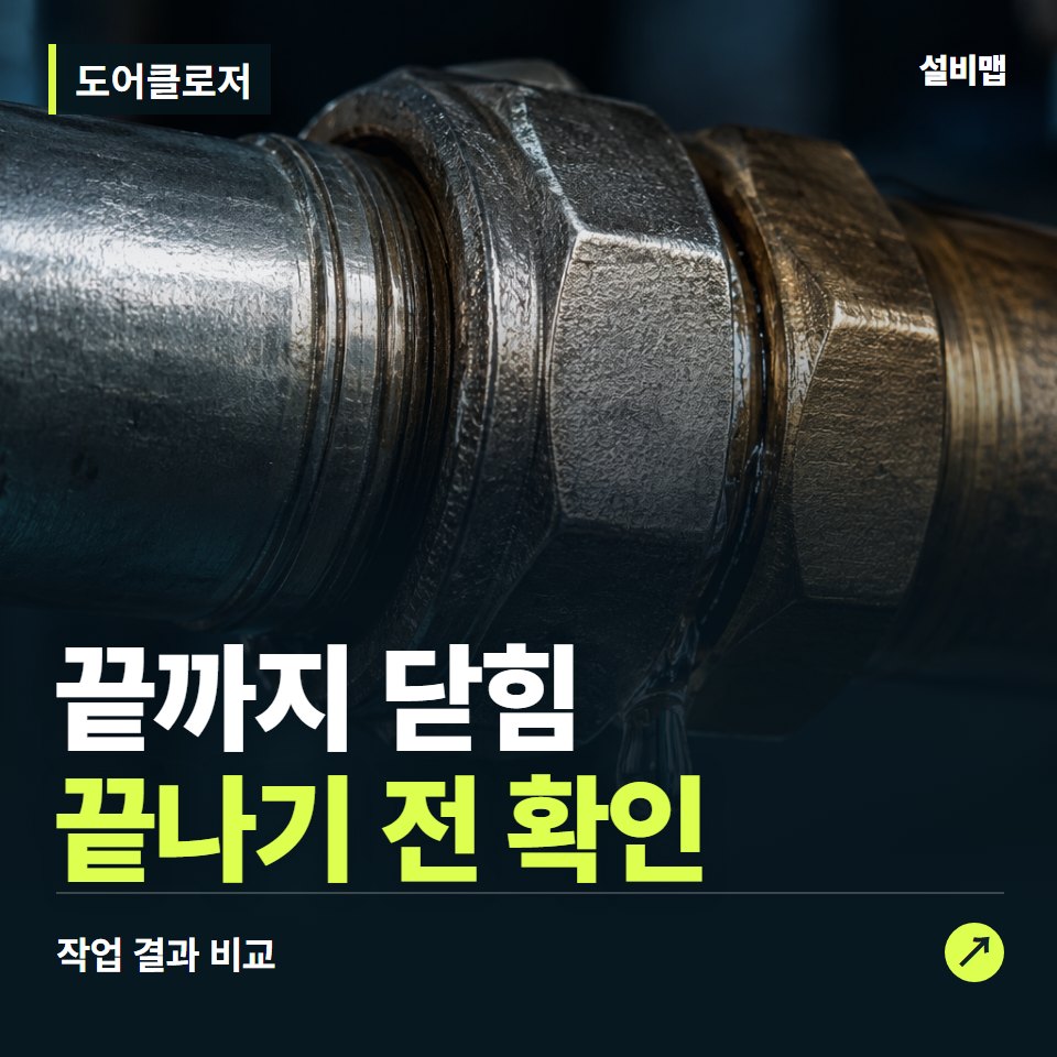 도어클로저, 작업 후 끝까지 닫힘까지 확인했나요? — 증상과 비용 안내 이미지