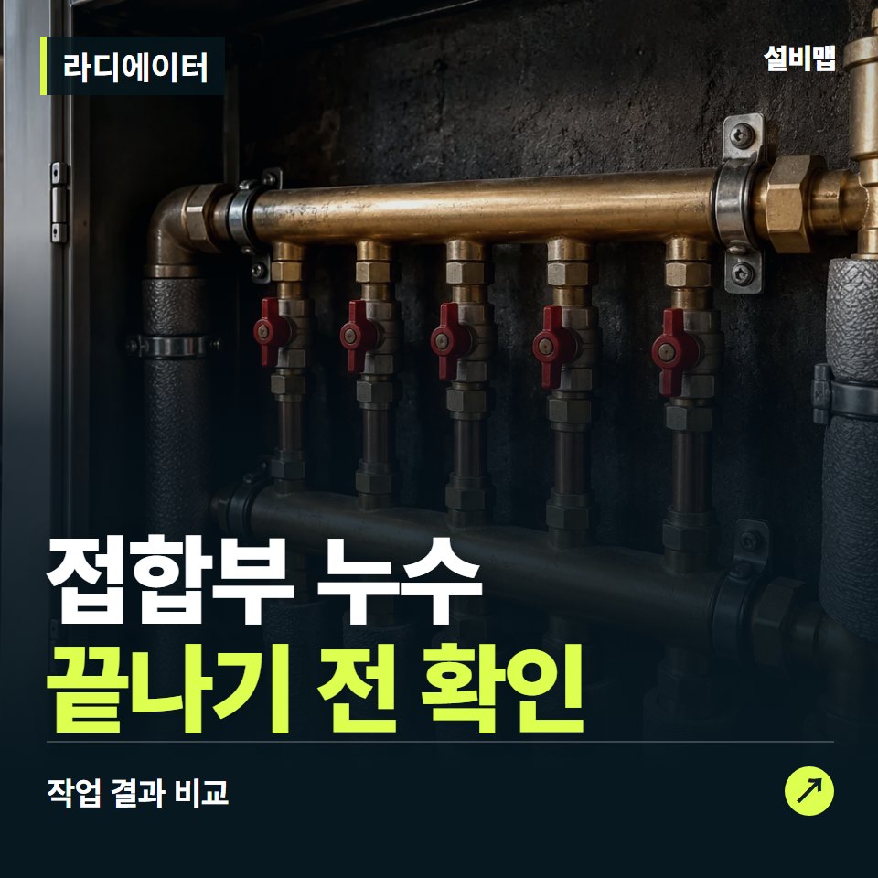 라디에이터, 작업 후 접합부 누수까지 확인했나요? — 증상과 비용 안내 이미지