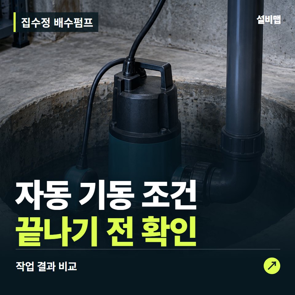 집수정 배수펌프, 작업 후 자동 기동 조건까지 확인했나요? — 증상과 비용 안내 이미지