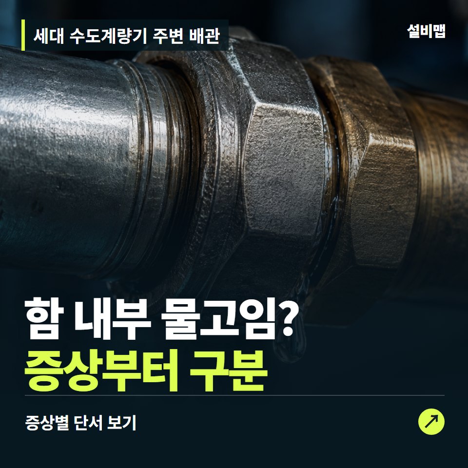 세대 수도계량기 주변 배관, 함 내부 물고임? 원인부터 단정하기 전에 — 증상과 비용 안내 이미지