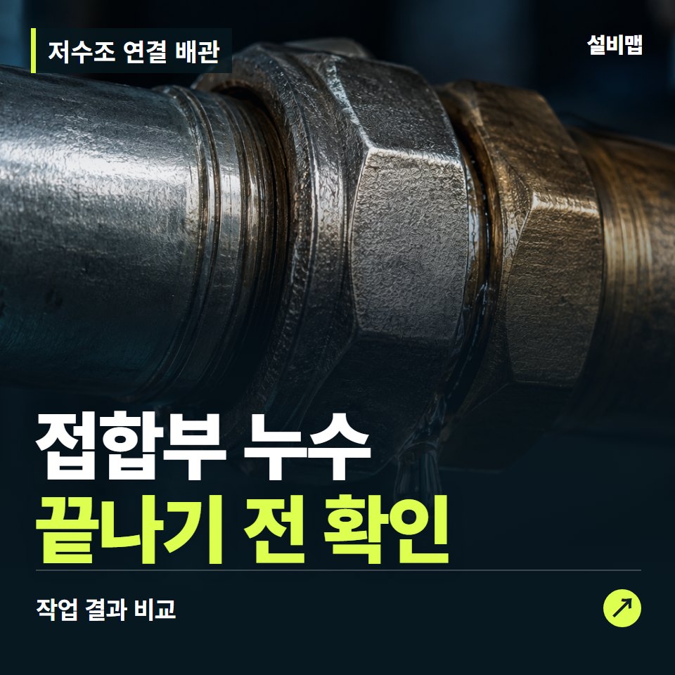저수조 연결 배관, 작업 후 접합부 누수까지 확인했나요? — 증상과 비용 안내 이미지